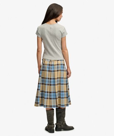 Check Pleated Midi Skirt Image 2