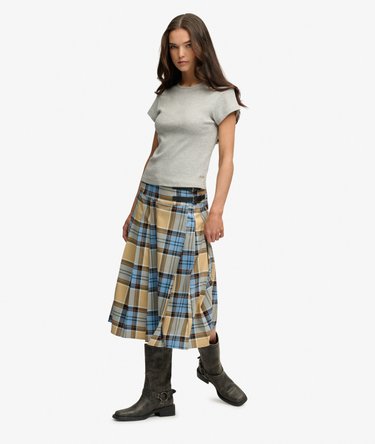 Check Pleated Midi Skirt Image 4