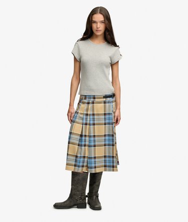 Check Pleated Midi Skirt Image 1