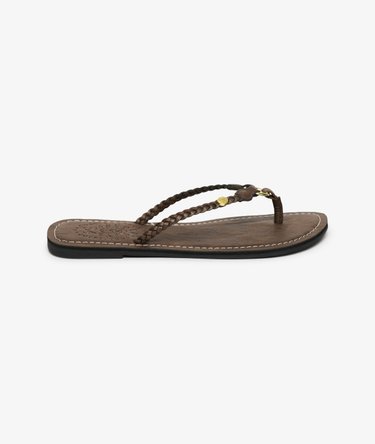Faux Leather Braided Flip Flops Image 1