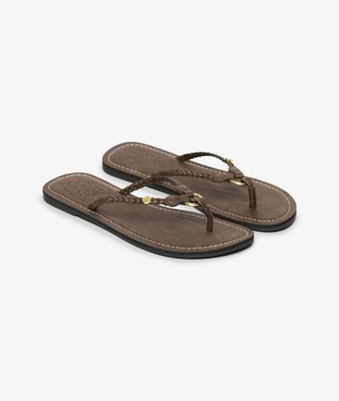 Faux Leather Braided Flip Flops Image 2