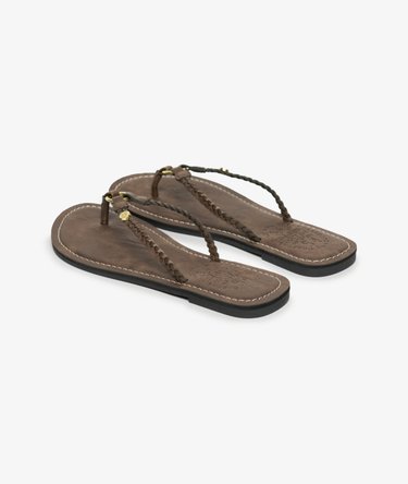 Faux Leather Braided Flip Flops Image 3