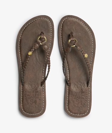 Faux Leather Braided Flip Flops Image 5