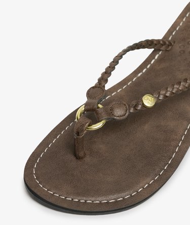 Faux Leather Braided Flip Flops Image 6