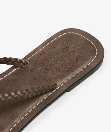 Faux Leather Braided Flip Flops Image 7