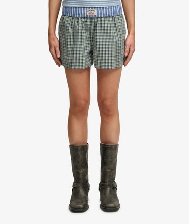 Mini Check Cotton Shorts Image 4