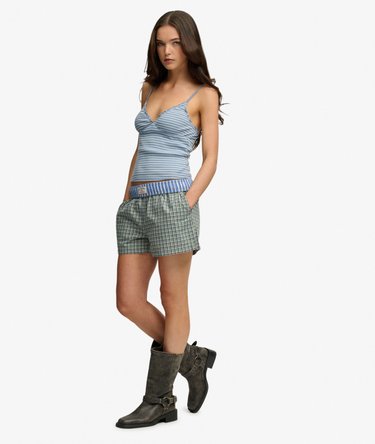 Mini Check Cotton Shorts Image 3
