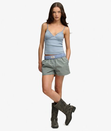 Mini Check Cotton Shorts Image 1