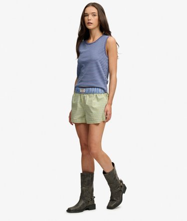 Mini Check Cotton Shorts Image 3