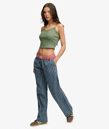 Mini Check Cotton Trousers Image 3