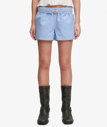 Cotton Elastic Check Shorts Image 3