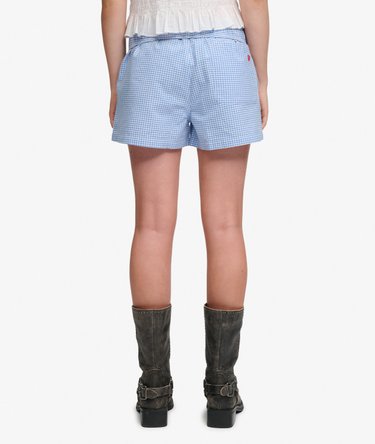 Cotton Elastic Check Shorts Image 4