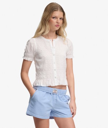 Cotton Elastic Check Shorts Image 1