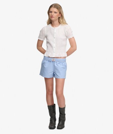 Cotton Elastic Check Shorts Image 2