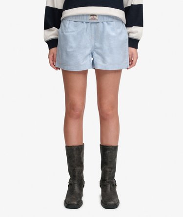 Cotton Elastic Check Shorts Image 3