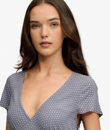 Printed Sweetheart Short Sleeve Mini Dress Image 3