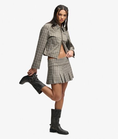 Bench Logo Pleated Check Mini Skirt Image 4