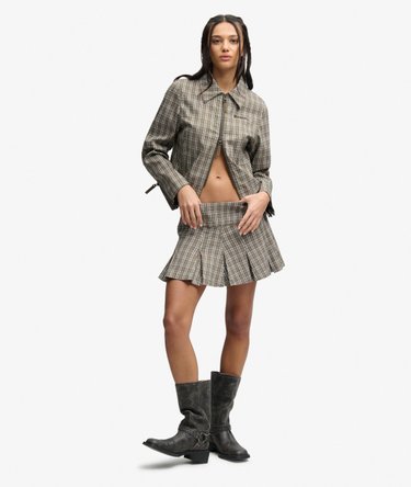 Bench Logo Pleated Check Mini Skirt Image 2