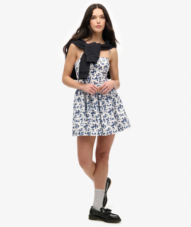 corset watercolor ditsy dress JOSEPHINE Watercolor Floral Layered Corset Midi Dress