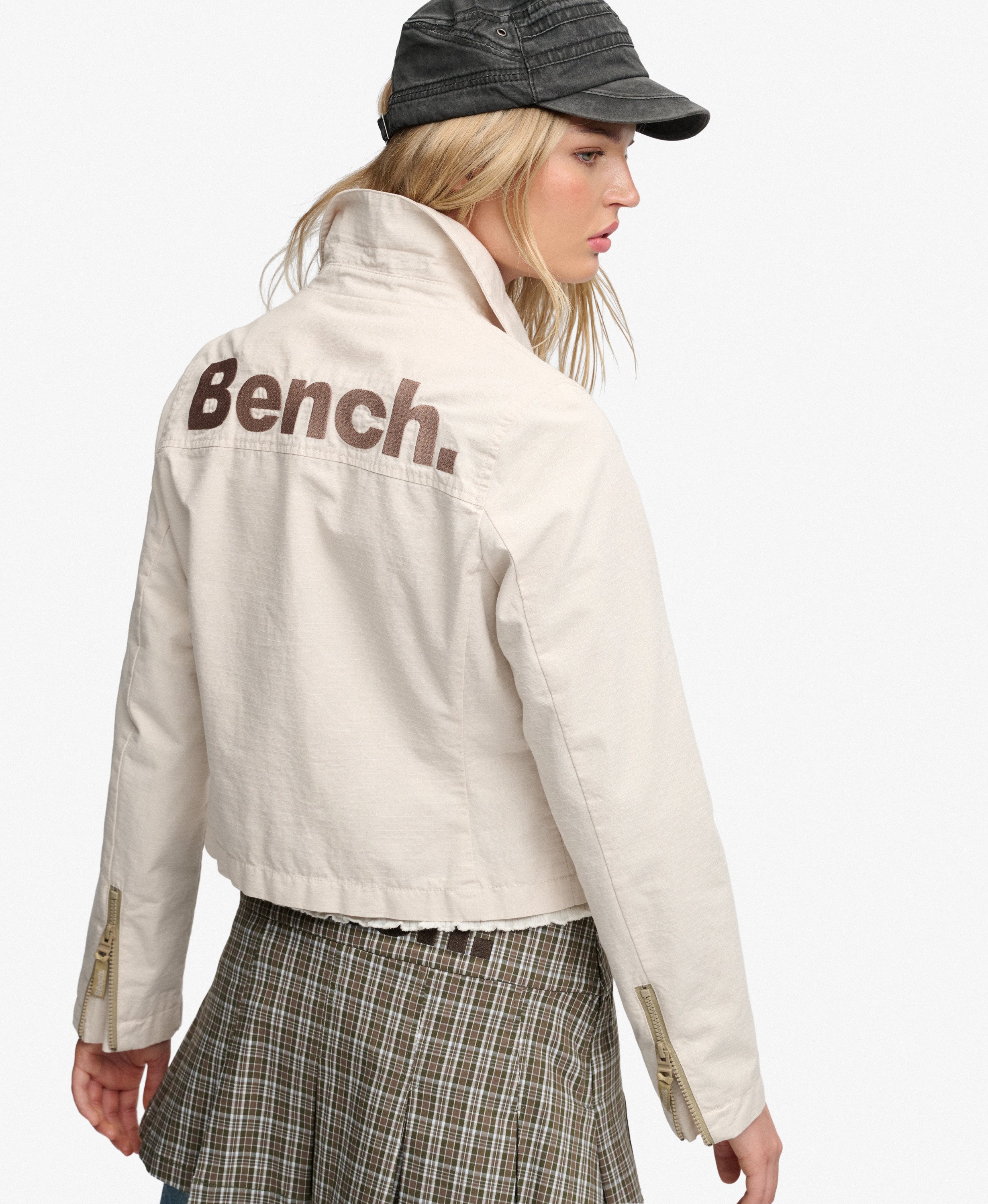 womens Bench Double Zip Collar Ripstop Jacket in Moonbeam/ Dune ...