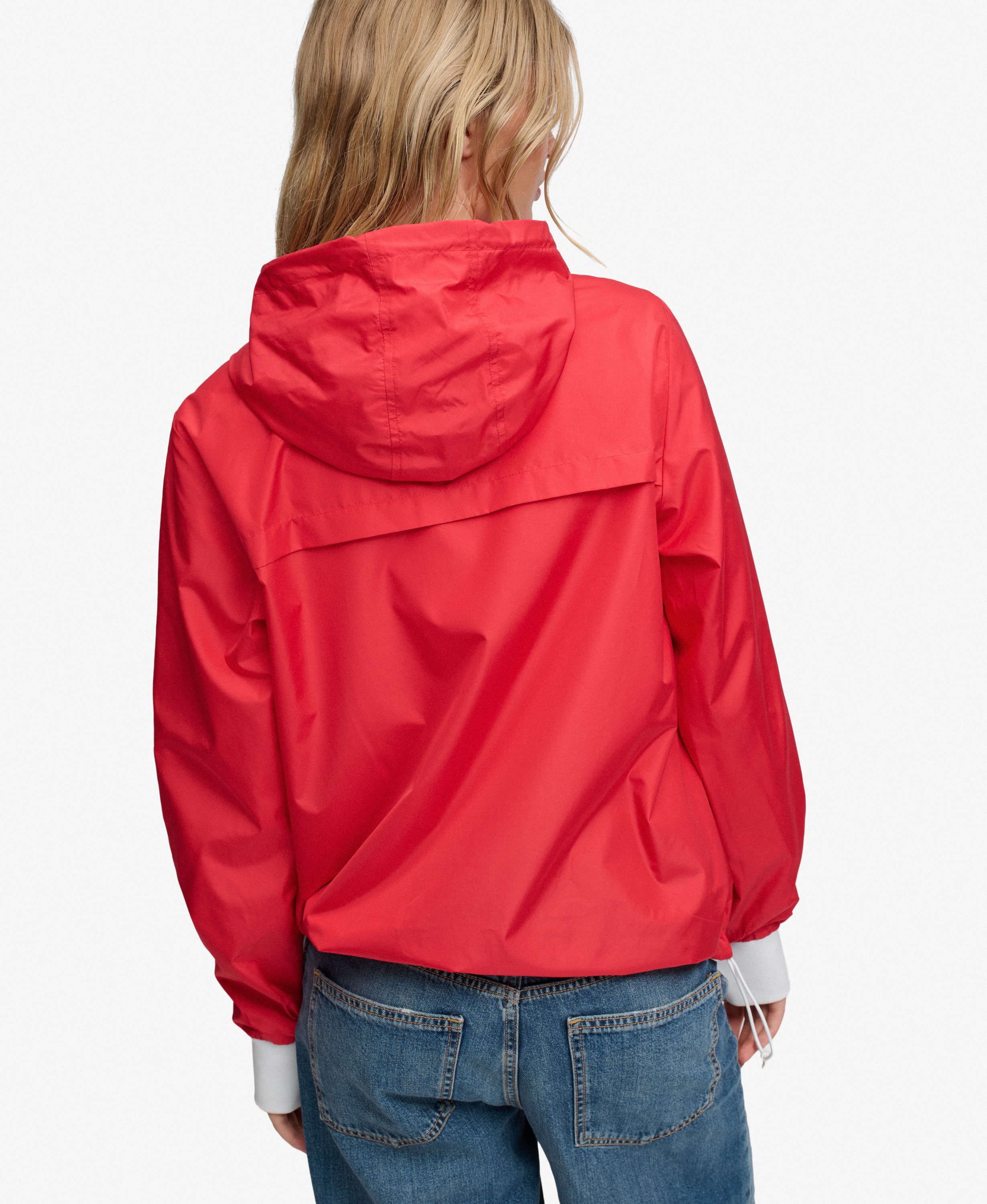 womens Bench Hooded Shell Zip Jacket in Scarlet/ White | Superdry UK