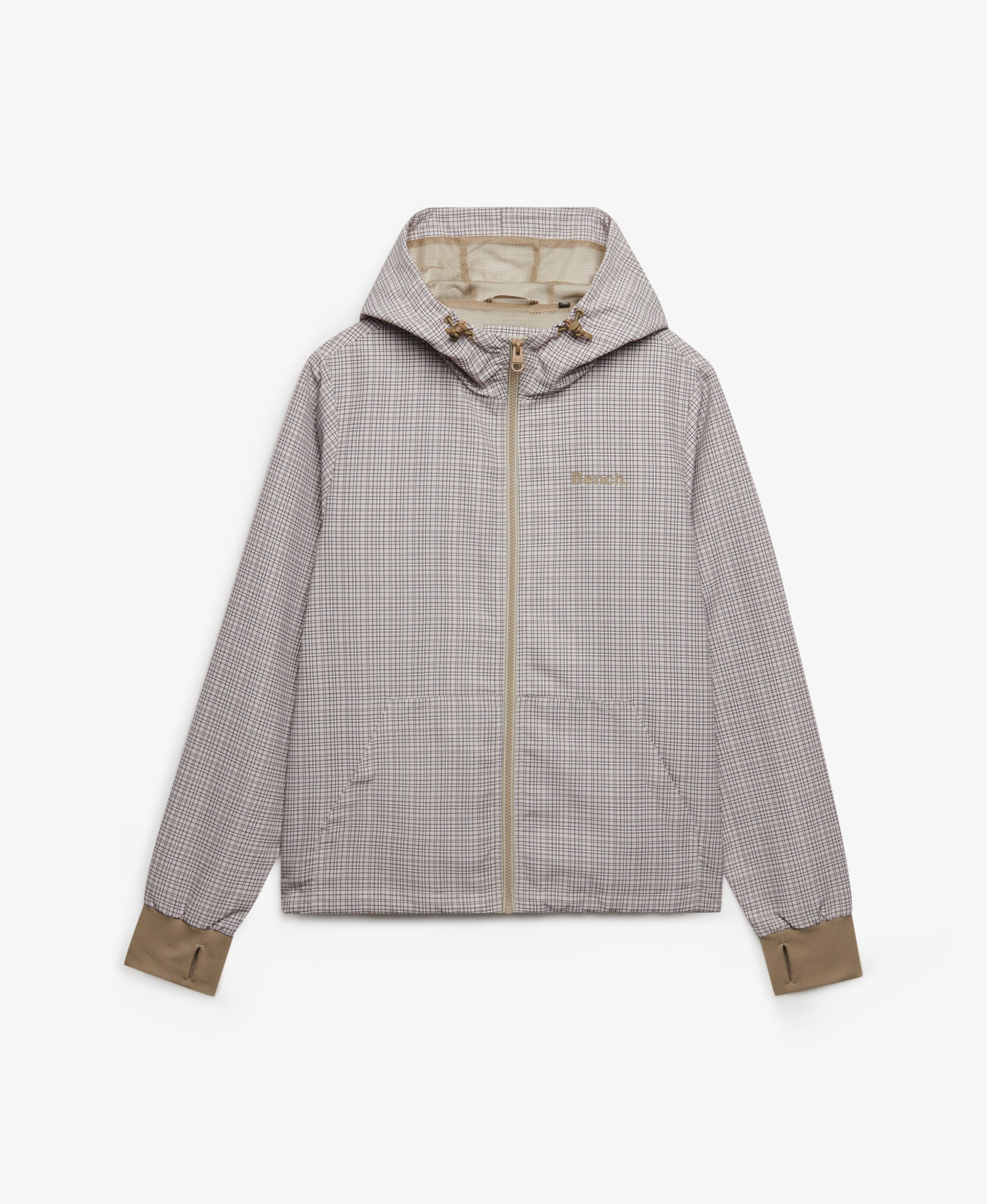 womens Bench Hooded Shell Zip Jacket in Light Moody Check/ Dune