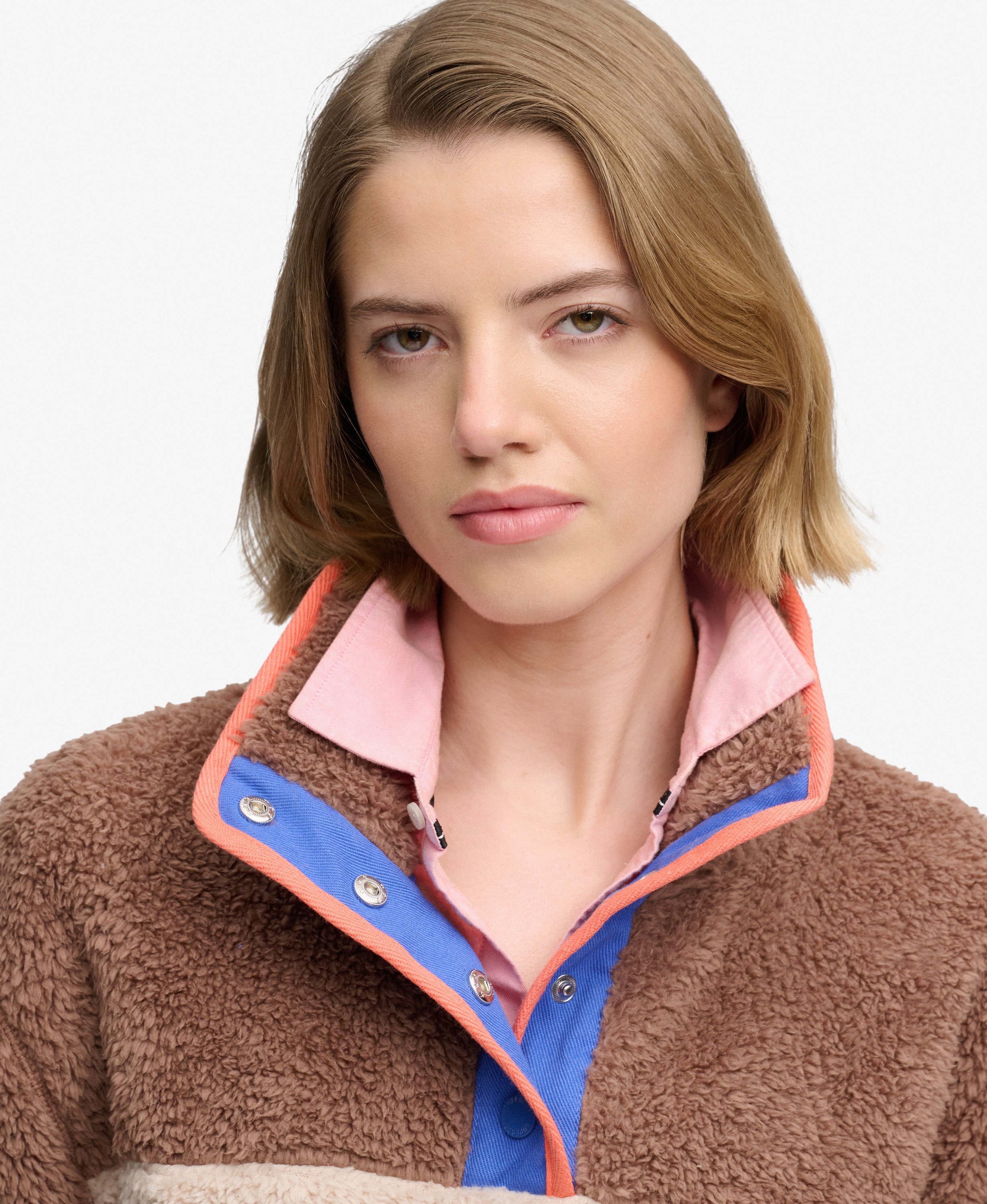 womens Super Soft Mash Up Teddy Fleece in Nutmeg Spice Brown