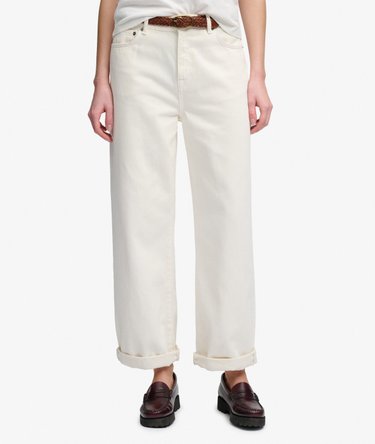 Jeans Gamba Larga Vita Alta in Cotone Biologico Image 3