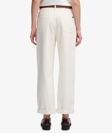 Jeans Gamba Larga Vita Alta in Cotone Biologico Image 4