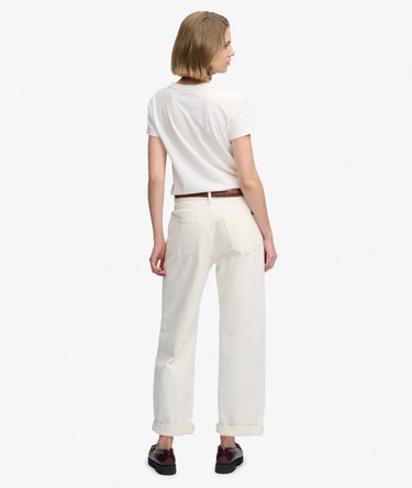 Jeans Gamba Larga Vita Alta in Cotone Biologico Image 5