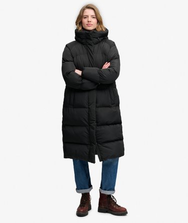 Abrigo acolchado largo con capucha Image 3