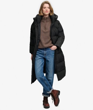 Abrigo acolchado largo con capucha Image 1