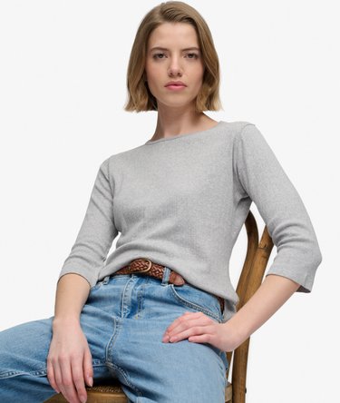 Athletic Essentials Pointelle Half Sleeve Top Image 2