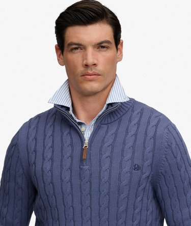 Pull Preppy Cotton Cable Half Zip coupe ajust&eacute;e Image 4