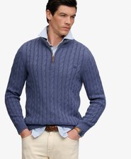 Preppy Cable Half-Zip Trui Slanke Pasvorm