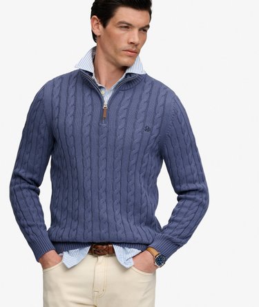 Pull Preppy Cotton Cable Half Zip coupe ajust&eacute;e Image 2