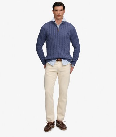 Pull Preppy Cotton Cable Half Zip coupe ajust&eacute;e Image 3