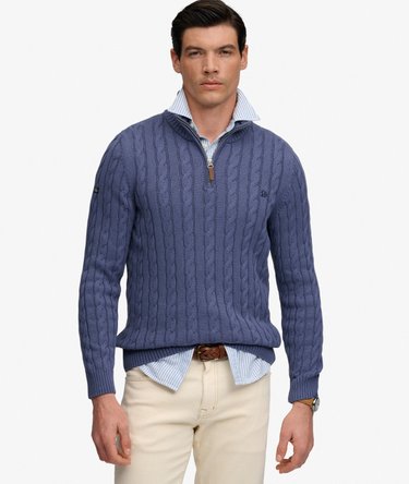 Pull Preppy Cotton Cable Half Zip coupe ajust&eacute;e Image 1