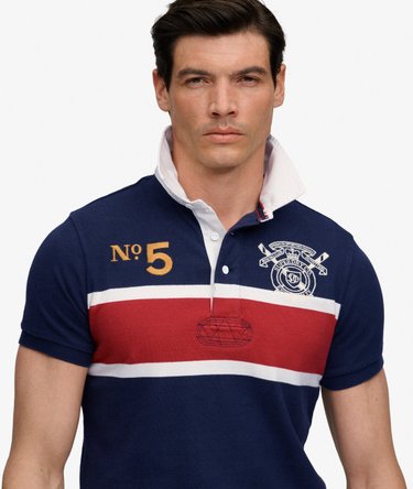 Double Emblem Jersey Short Sleeve Rugby Polo Top Image 4