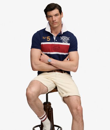 Double Emblem Jersey Short Sleeve Rugby Polo Top Image 2