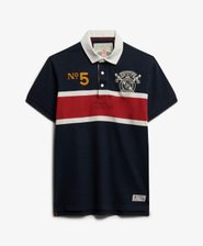 Double Emblem Jersey Short Sleeve Rugby Polo Top
