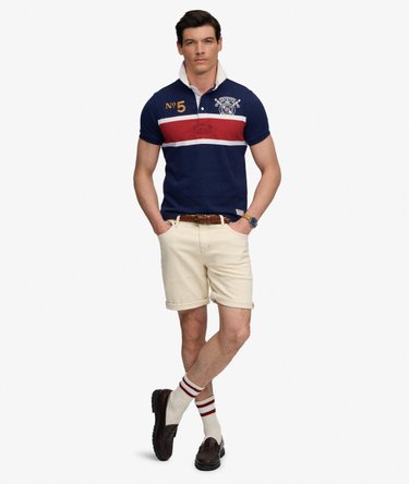 Double Emblem Jersey Short Sleeve Rugby Polo Top Image 3
