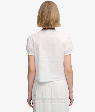 Lace Trim Tie Blouse Image 5