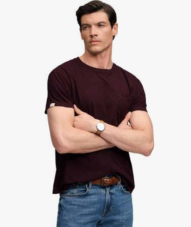 Klassisk T-shirt med Lomme i Bomuld og H&oslash;r Image 2