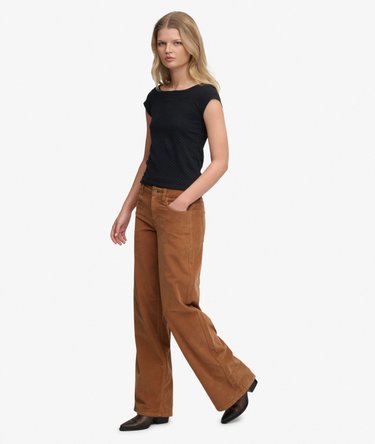 Pantalon en Velours C&ocirc;tel&eacute; Baggy Taille Moyenne Image 5