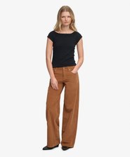 Pantalon en Velours C&ocirc;tel&eacute; Baggy Taille Moyenne