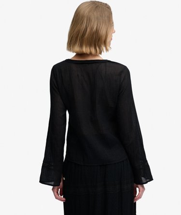Long Sleeve Lace Tie Front Top Image 5