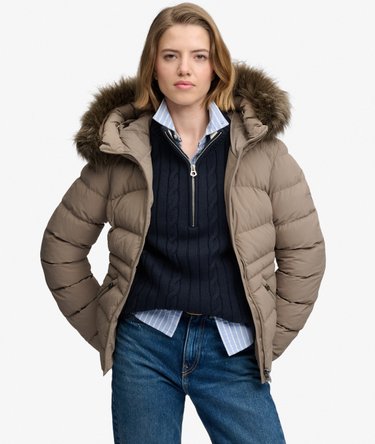 Chaqueta Fuji Acolchada con Capucha de Pelo Sint&eacute;tico Image 1