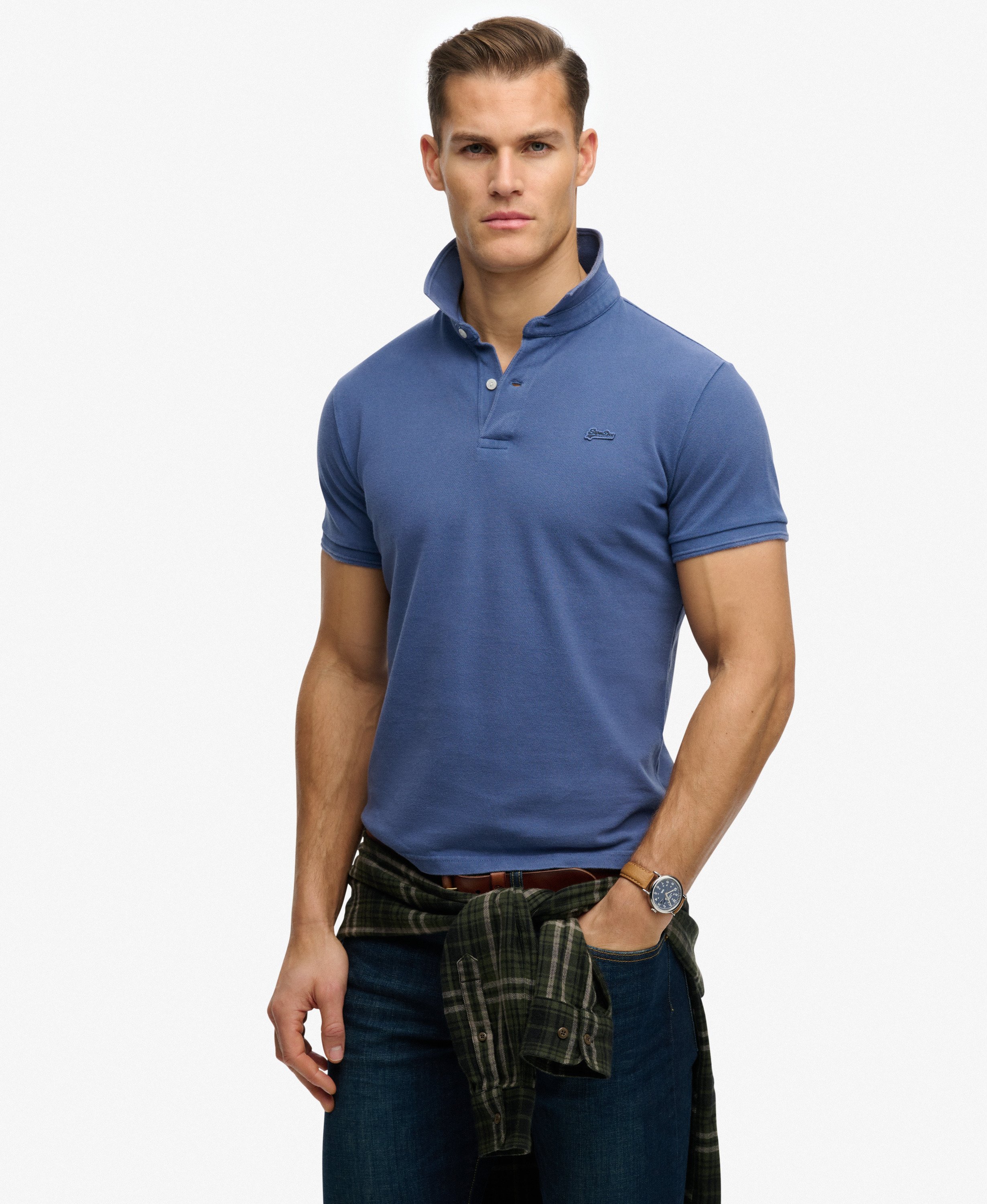 mens Classic Pique Polo Shirt in BAY BLUE | Superdry UK