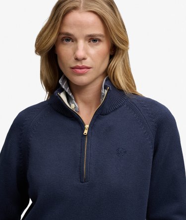 Pull en maille de coton &agrave; demi-zip classique Image 4